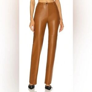 Cultnaked Killa Pants Vegan Leather Sz Medium Camel High Waist Quiet Luxury Eco
